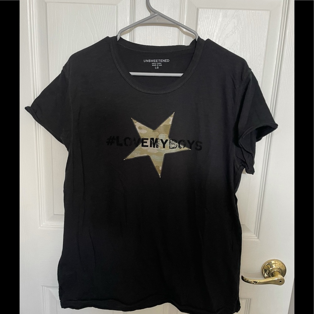 Unsweetened LOVE MY BOYS camo shirt